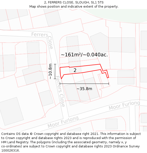 2, FERRERS CLOSE, SLOUGH, SL1 5TS: Plot and title map