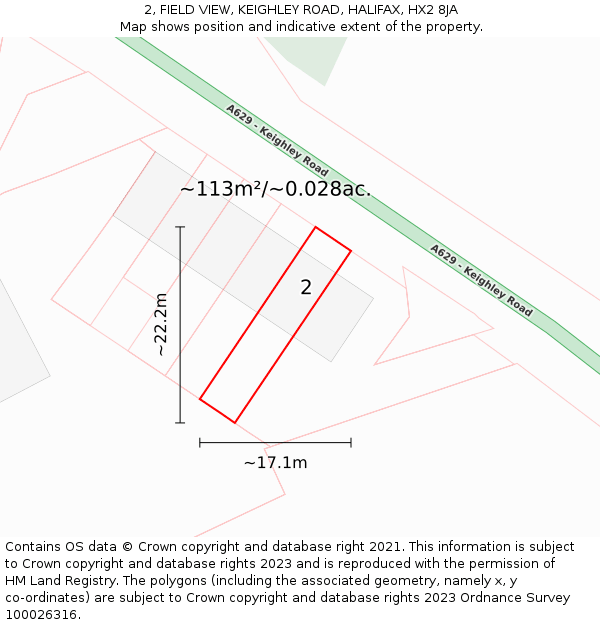2, FIELD VIEW, KEIGHLEY ROAD, HALIFAX, HX2 8JA: Plot and title map