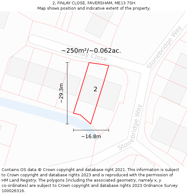 2, FINLAY CLOSE, FAVERSHAM, ME13 7SH: Plot and title map