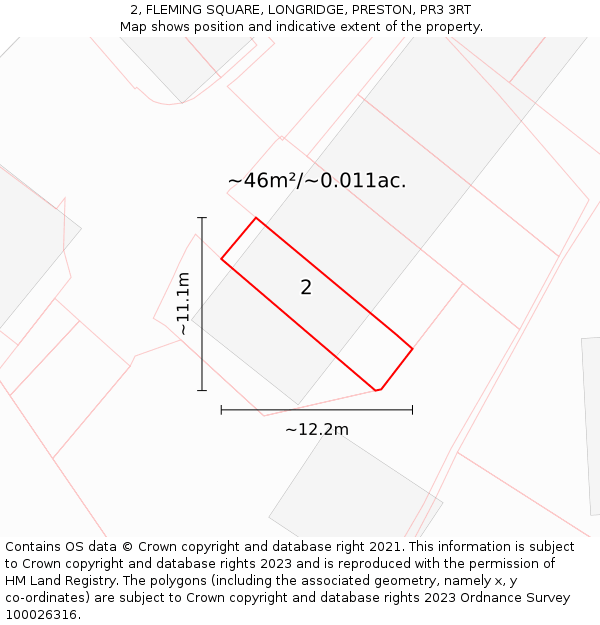 2, FLEMING SQUARE, LONGRIDGE, PRESTON, PR3 3RT: Plot and title map