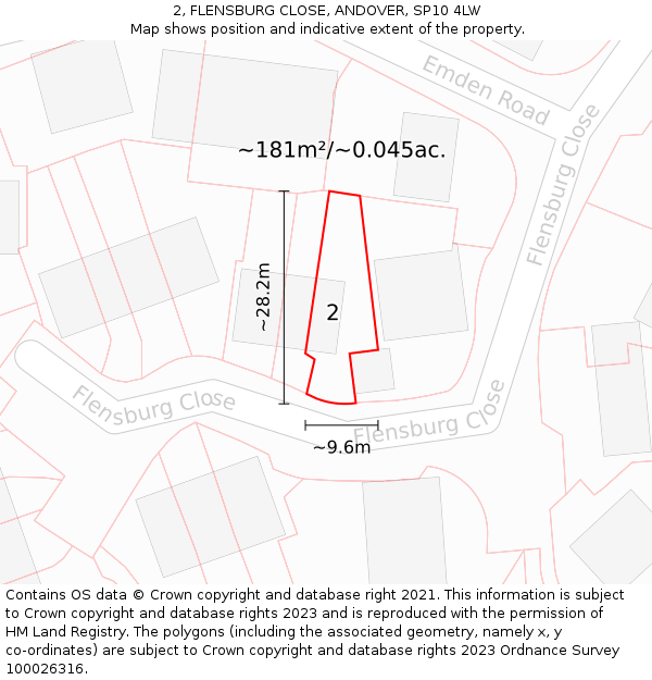 2, FLENSBURG CLOSE, ANDOVER, SP10 4LW: Plot and title map