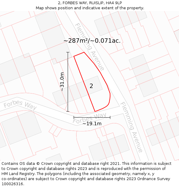 2, FORBES WAY, RUISLIP, HA4 9LP: Plot and title map