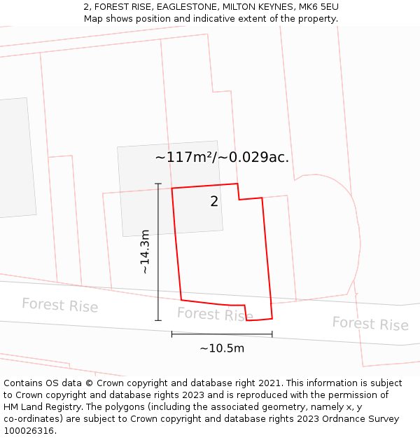 2, FOREST RISE, EAGLESTONE, MILTON KEYNES, MK6 5EU: Plot and title map
