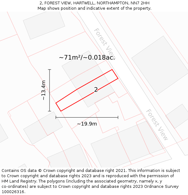 2, FOREST VIEW, HARTWELL, NORTHAMPTON, NN7 2HH: Plot and title map