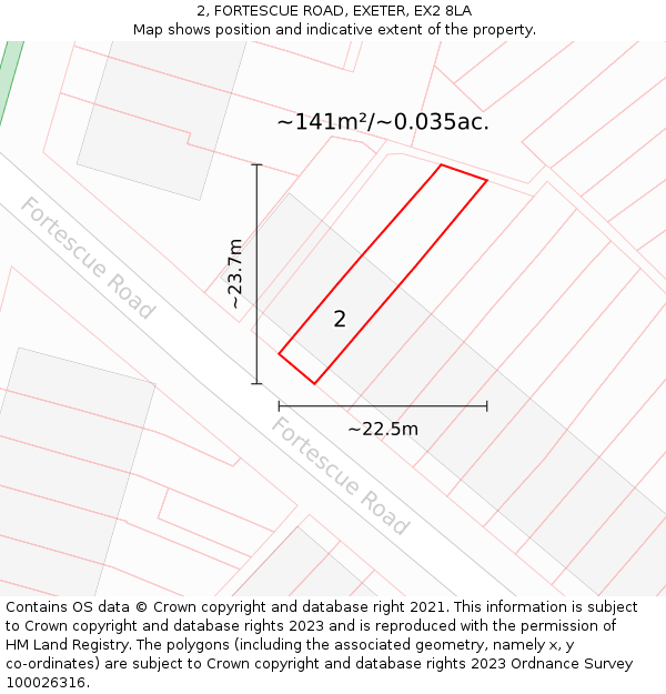 2, FORTESCUE ROAD, EXETER, EX2 8LA: Plot and title map