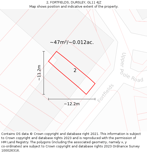 2, FORTFIELDS, DURSLEY, GL11 4JZ: Plot and title map