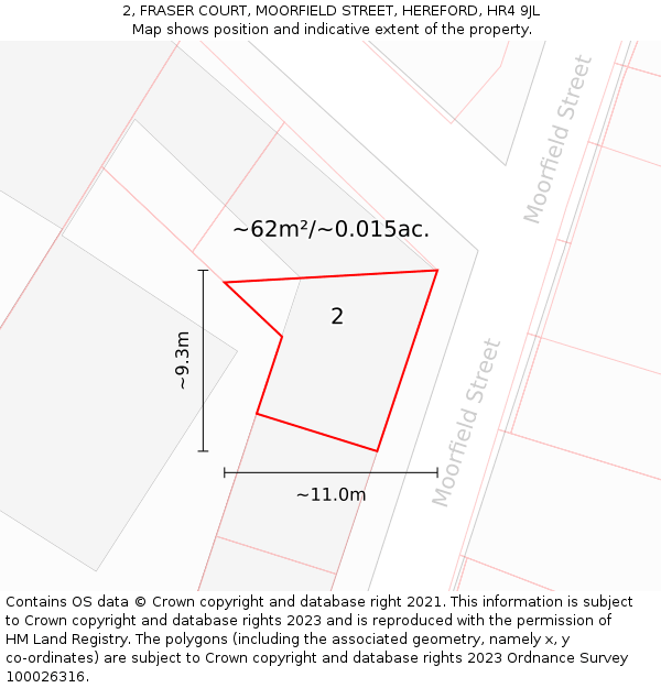 2, FRASER COURT, MOORFIELD STREET, HEREFORD, HR4 9JL: Plot and title map