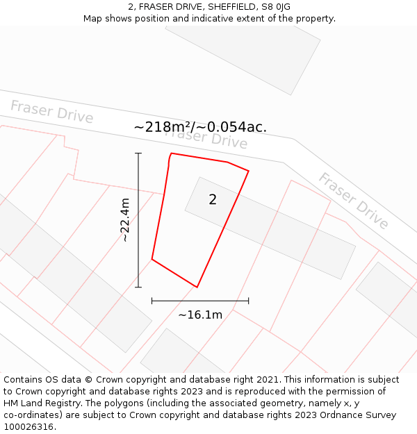 2, FRASER DRIVE, SHEFFIELD, S8 0JG: Plot and title map