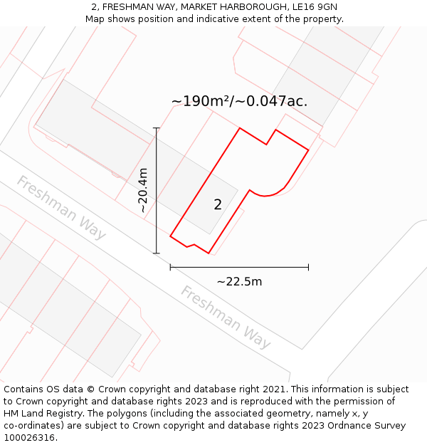 2, FRESHMAN WAY, MARKET HARBOROUGH, LE16 9GN: Plot and title map