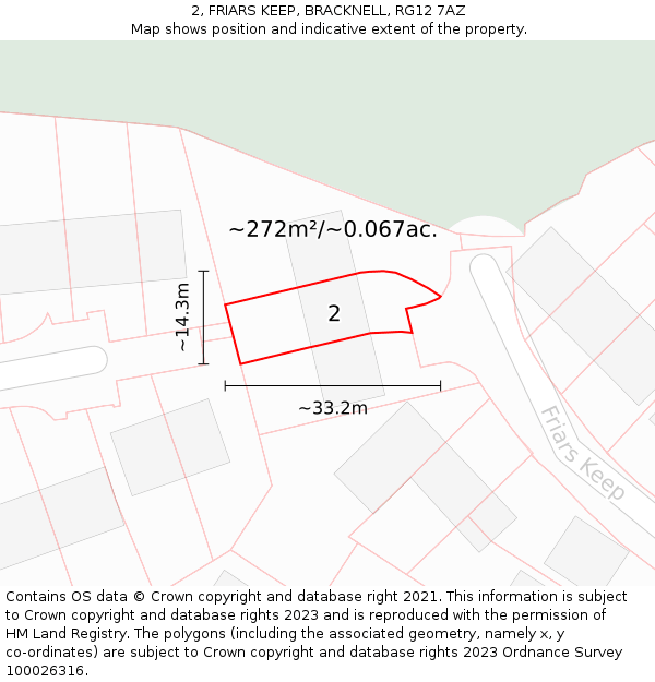 2, FRIARS KEEP, BRACKNELL, RG12 7AZ: Plot and title map