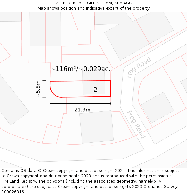 2, FROG ROAD, GILLINGHAM, SP8 4GU: Plot and title map
