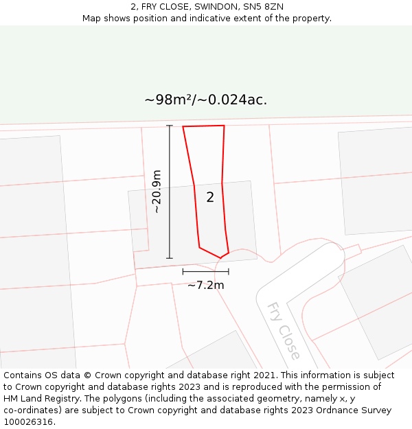 2, FRY CLOSE, SWINDON, SN5 8ZN: Plot and title map