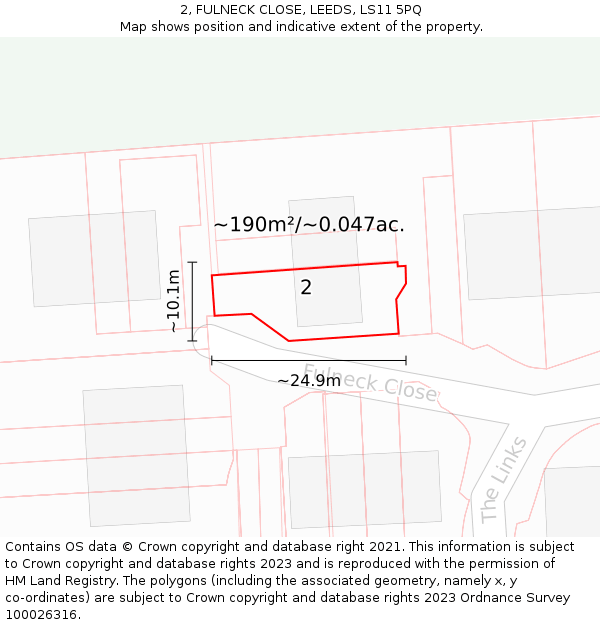 2, FULNECK CLOSE, LEEDS, LS11 5PQ: Plot and title map