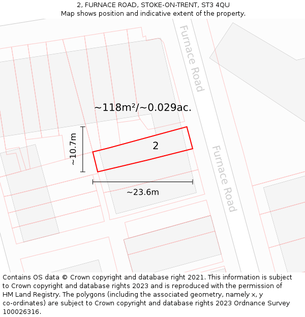2, FURNACE ROAD, STOKE-ON-TRENT, ST3 4QU: Plot and title map