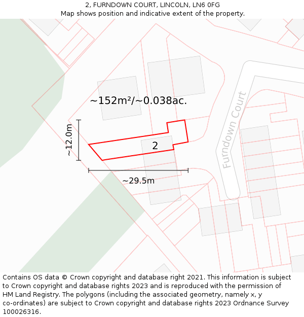 2, FURNDOWN COURT, LINCOLN, LN6 0FG: Plot and title map