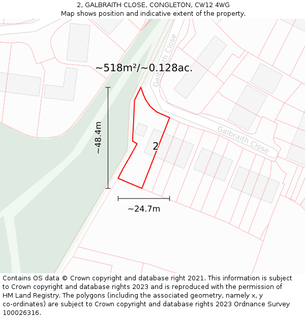 2, GALBRAITH CLOSE, CONGLETON, CW12 4WG: Plot and title map