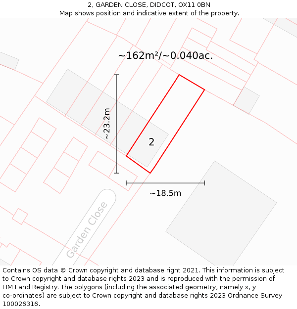 2, GARDEN CLOSE, DIDCOT, OX11 0BN: Plot and title map