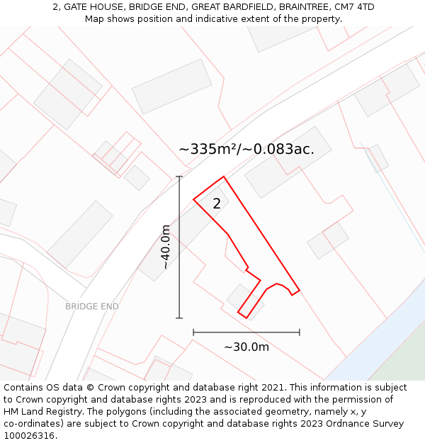 2, GATE HOUSE, BRIDGE END, GREAT BARDFIELD, BRAINTREE, CM7 4TD: Plot and title map