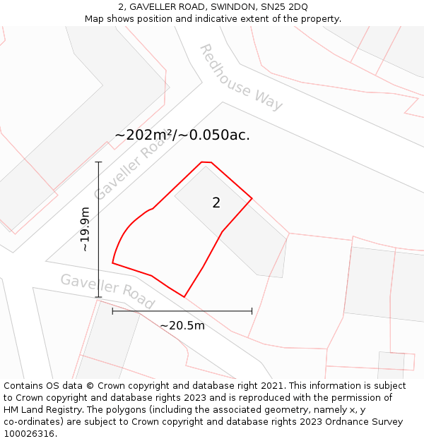 2, GAVELLER ROAD, SWINDON, SN25 2DQ: Plot and title map