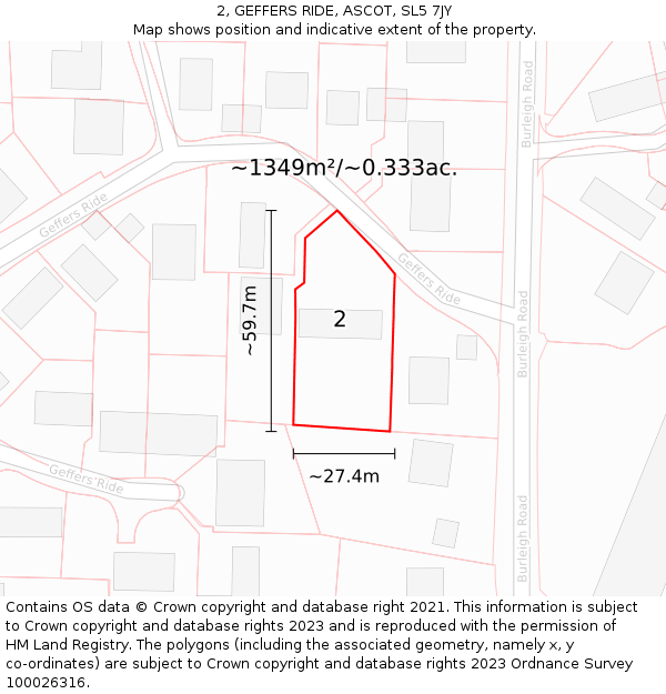 2, GEFFERS RIDE, ASCOT, SL5 7JY: Plot and title map