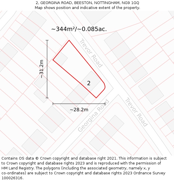 2, GEORGINA ROAD, BEESTON, NOTTINGHAM, NG9 1GQ: Plot and title map