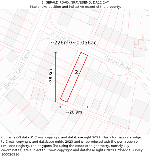 2, GERALD ROAD, GRAVESEND, DA12 2HT: Plot and title map