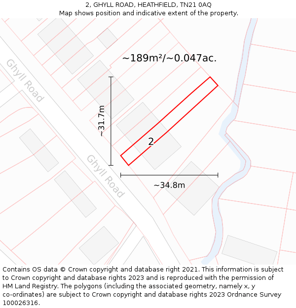 2, GHYLL ROAD, HEATHFIELD, TN21 0AQ: Plot and title map