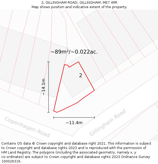 2, GILLINGHAM ROAD, GILLINGHAM, ME7 4RR: Plot and title map