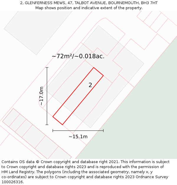 2, GLENFERNESS MEWS, 47, TALBOT AVENUE, BOURNEMOUTH, BH3 7HT: Plot and title map