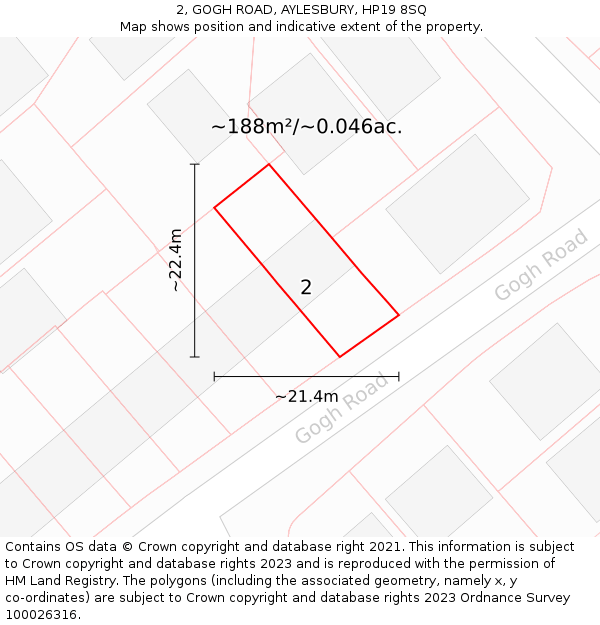 2, GOGH ROAD, AYLESBURY, HP19 8SQ: Plot and title map
