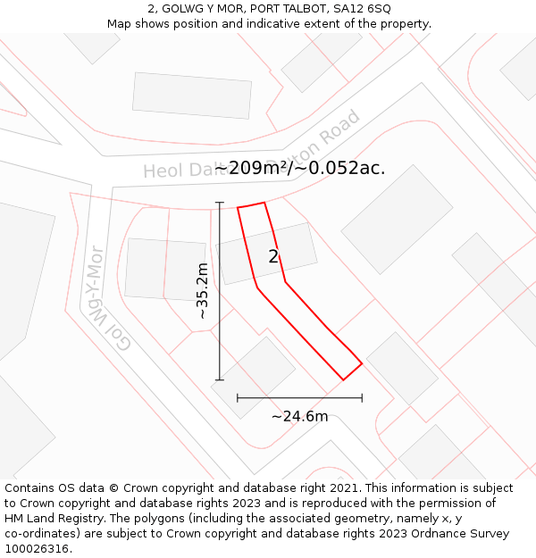 2, GOLWG Y MOR, PORT TALBOT, SA12 6SQ: Plot and title map