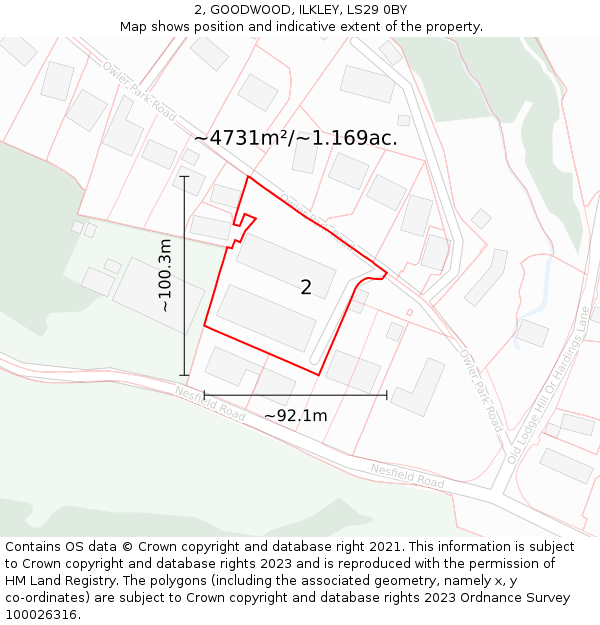 2, GOODWOOD, ILKLEY, LS29 0BY: Plot and title map