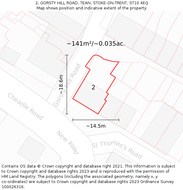 2, GORSTY HILL ROAD, TEAN, STOKE-ON-TRENT, ST10 4EQ: Plot and title map
