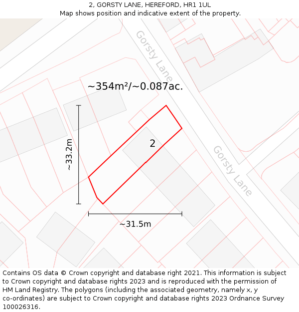2, GORSTY LANE, HEREFORD, HR1 1UL: Plot and title map