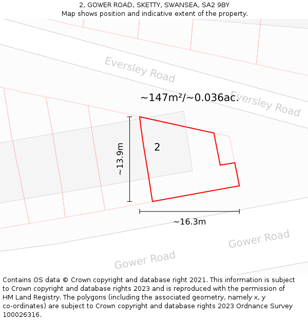 2, GOWER ROAD, SKETTY, SWANSEA, SA2 9BY: Plot and title map