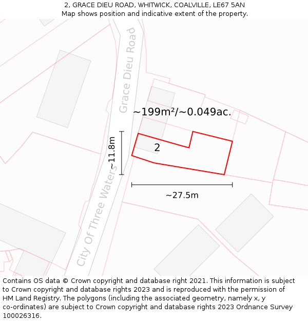 2, GRACE DIEU ROAD, WHITWICK, COALVILLE, LE67 5AN: Plot and title map