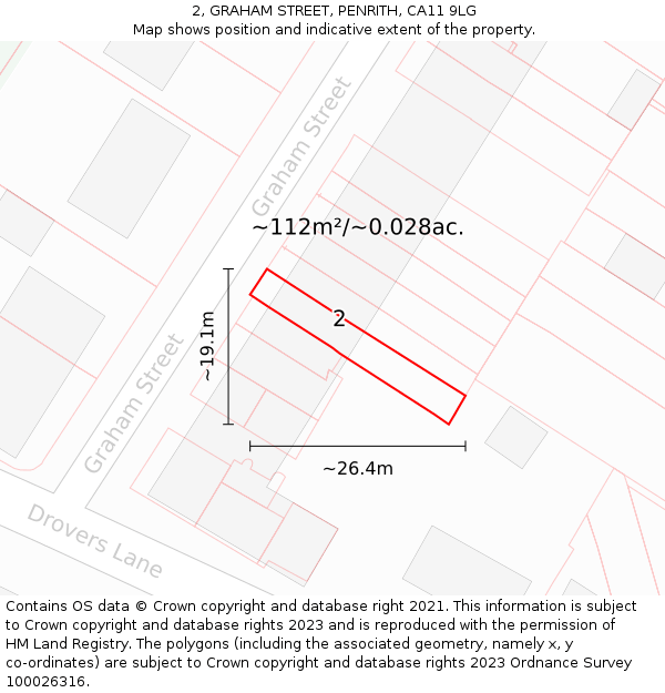2, GRAHAM STREET, PENRITH, CA11 9LG: Plot and title map