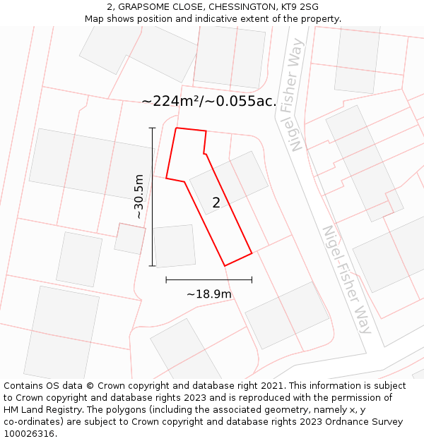 2, GRAPSOME CLOSE, CHESSINGTON, KT9 2SG: Plot and title map