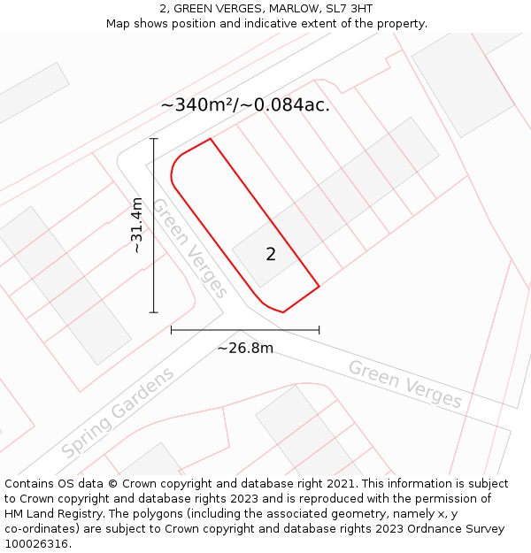 2, GREEN VERGES, MARLOW, SL7 3HT: Plot and title map