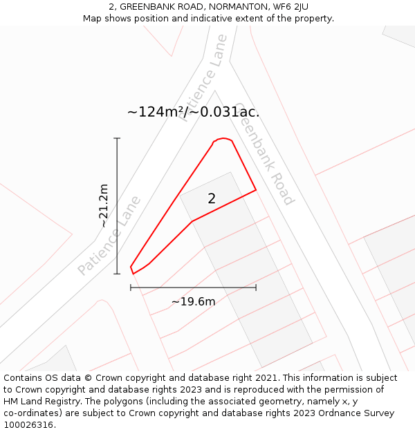 2, GREENBANK ROAD, NORMANTON, WF6 2JU: Plot and title map