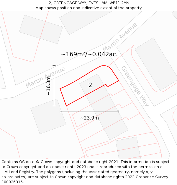 2, GREENGAGE WAY, EVESHAM, WR11 2AN: Plot and title map