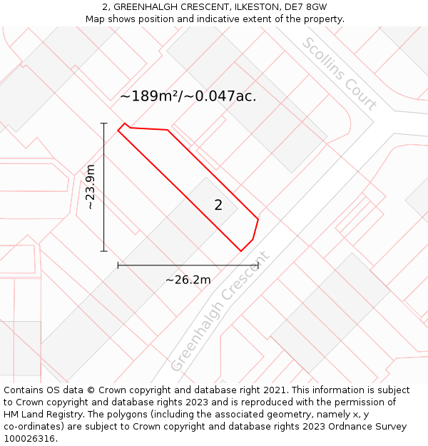 2, GREENHALGH CRESCENT, ILKESTON, DE7 8GW: Plot and title map