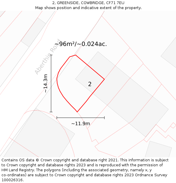 2, GREENSIDE, COWBRIDGE, CF71 7EU: Plot and title map