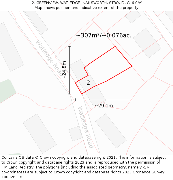 2, GREENVIEW, WATLEDGE, NAILSWORTH, STROUD, GL6 0AY: Plot and title map