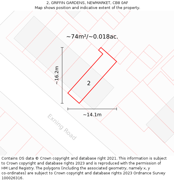 2, GRIFFIN GARDENS, NEWMARKET, CB8 0AF: Plot and title map