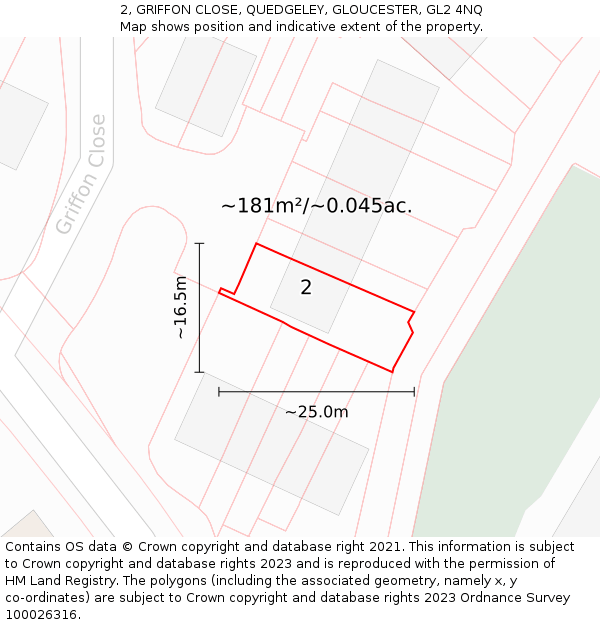 2, GRIFFON CLOSE, QUEDGELEY, GLOUCESTER, GL2 4NQ: Plot and title map