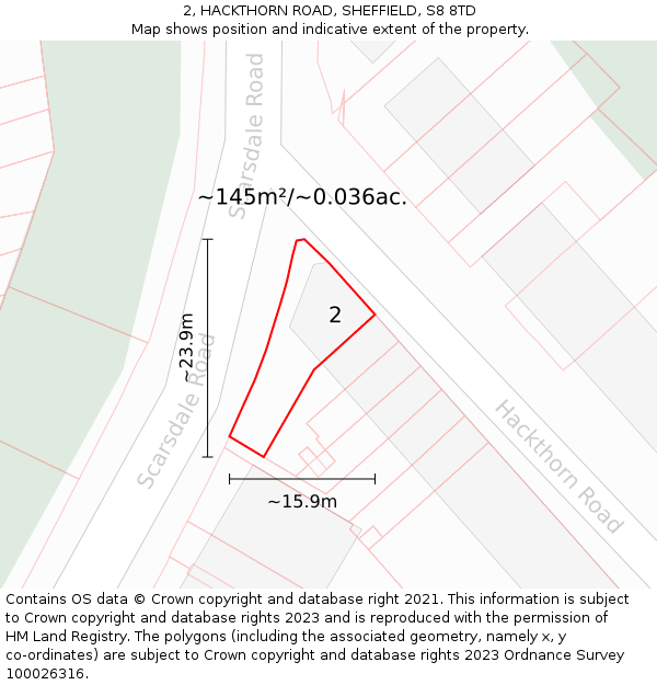 2, HACKTHORN ROAD, SHEFFIELD, S8 8TD: Plot and title map