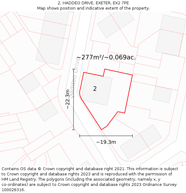 2, HADDEO DRIVE, EXETER, EX2 7PE: Plot and title map