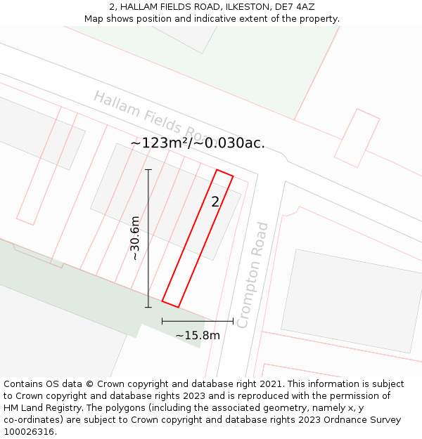2, HALLAM FIELDS ROAD, ILKESTON, DE7 4AZ: Plot and title map