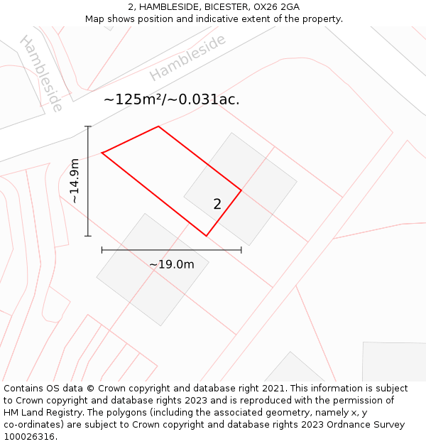 2, HAMBLESIDE, BICESTER, OX26 2GA: Plot and title map